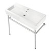 Fauceture 39" Porcelain Console Sink with Stainless Steel Legs (Single-Hole), White/Chrome VPB39171ST